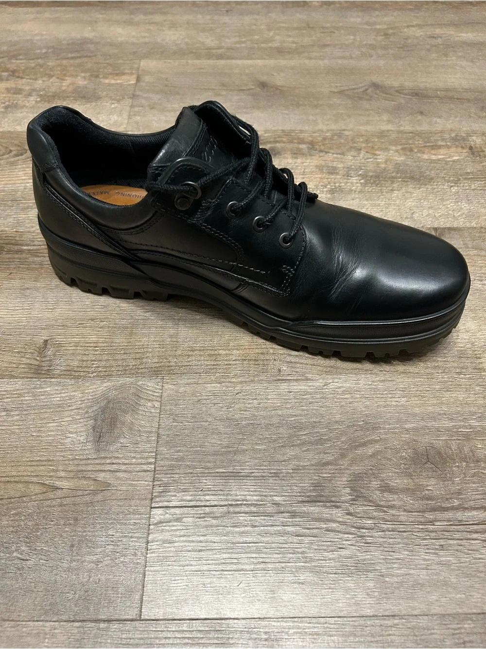 Ecco Track 6 Men SZ 46 US‎ 12 Gore-Tex Low Black Leather Lace-Up Boots Lug Sole